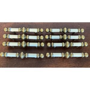 8 - 5" Cabinet Pull Handle Kitchen Bathroom Drawer White Center Brass 742